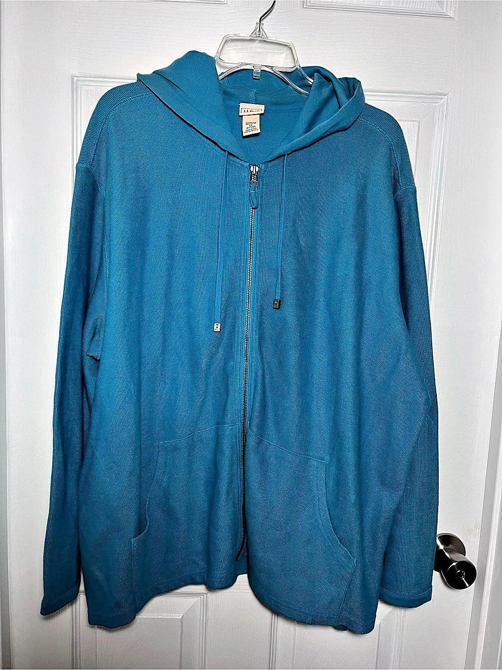L.L.Bean Women's Blue Knit Hooded Jacket Size 2X